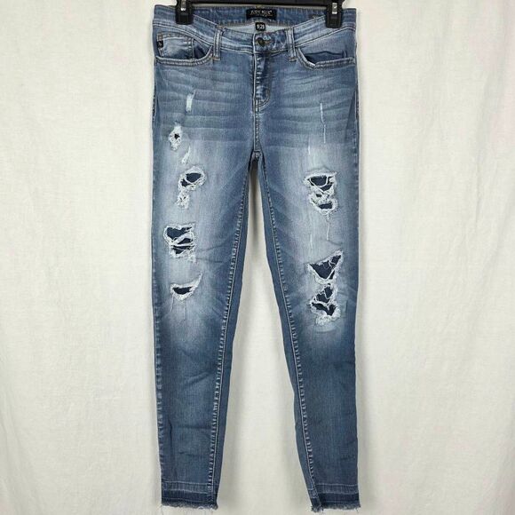 Judy Blue Skinny Fit Jeans 9/29 Distressed Frayed Hem - Picture 1 of 12